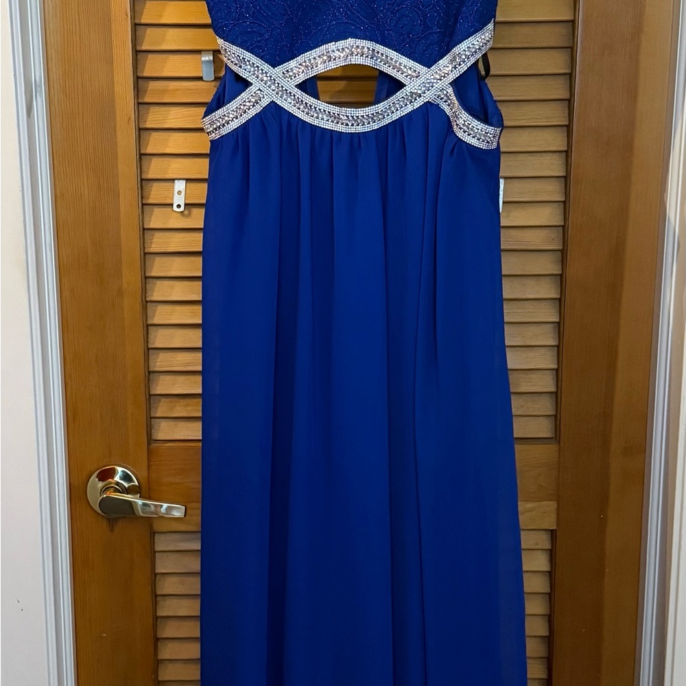 Windsor Royal Blue Prom Dress with Silver Accents